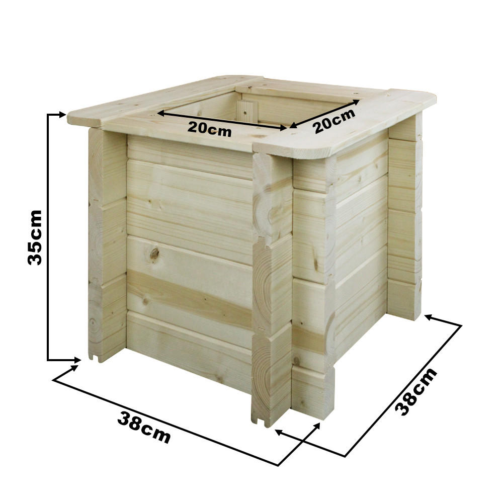 HOCHBEET HOLZ - 38x38xH35 cm - M610 - Beige, Holz (38/35/38cm) - Timbela