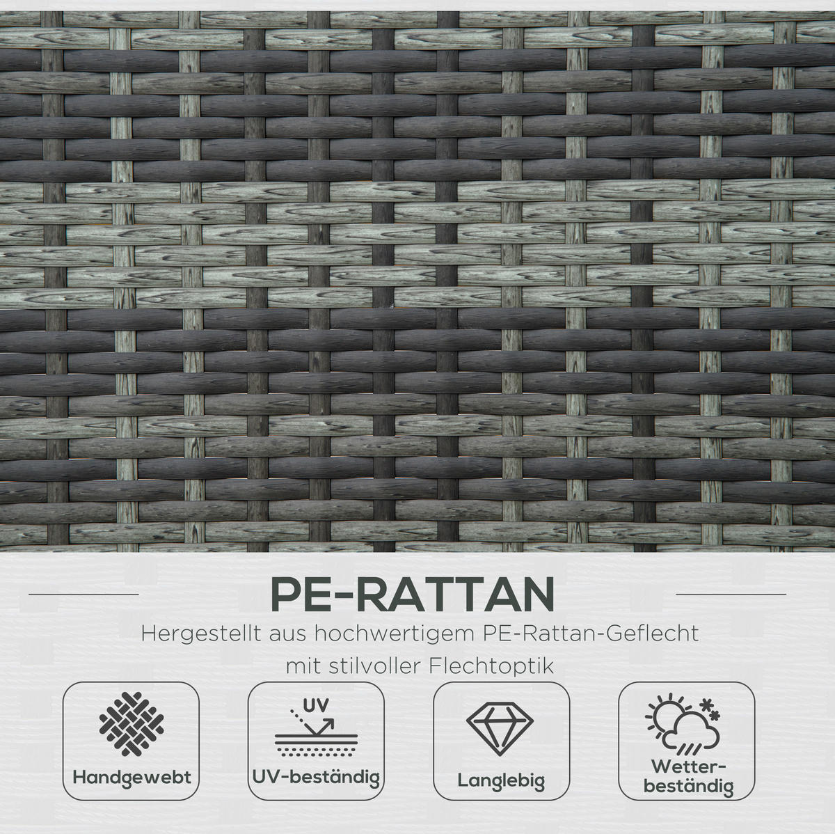 SONNENLIEGE aus Rattan 196x120x28 cm in Grau mit 5-fach verstellbaren Rückenlehnen - Grau, Metall (120/28/196cm) - Modfu