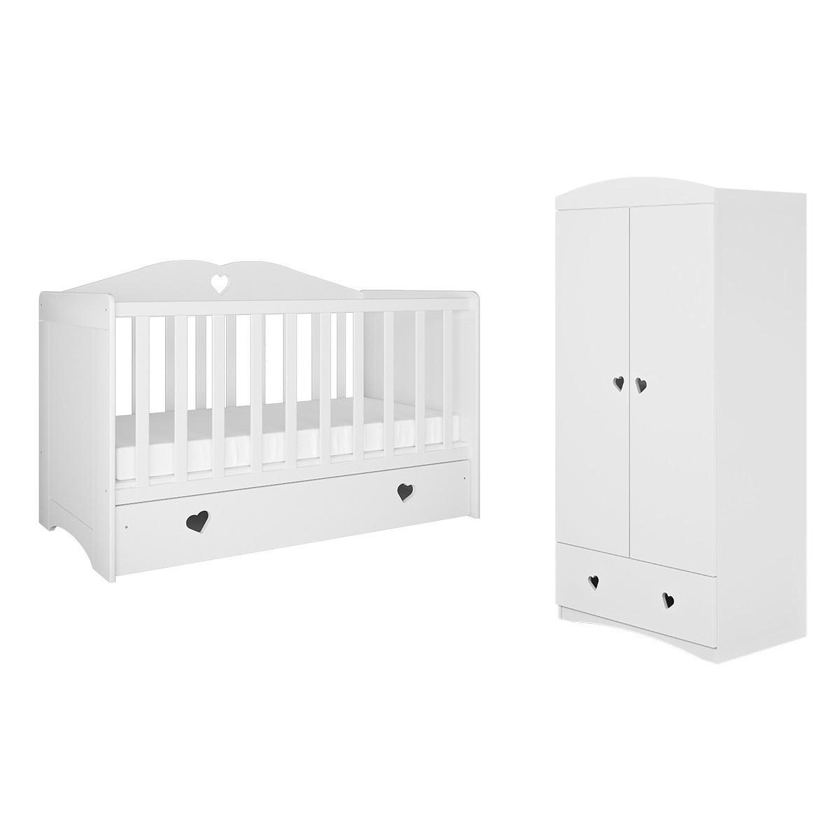 BABYZIMMER 2-teilig Weiß - Weiß, Holzwerkstoff (66/103/124cm) - Petits-meubles
