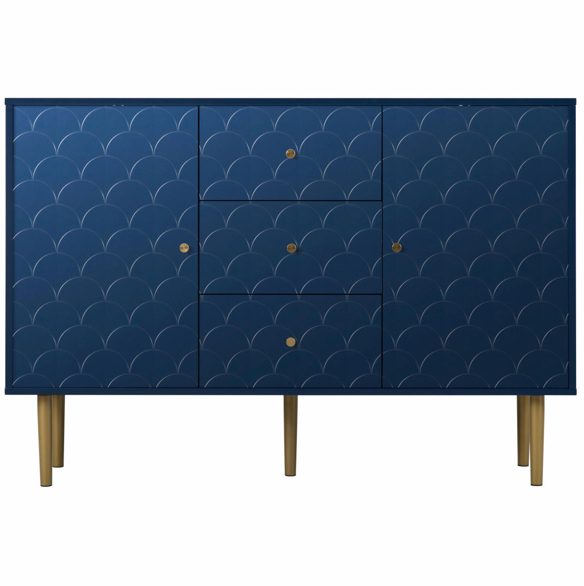 KOMMODE mit 2 Türen und 3 Schubladen 120 x 40 x 83 cm Marineblau - Blau, Metall (40/83/120cm) - Meubliv