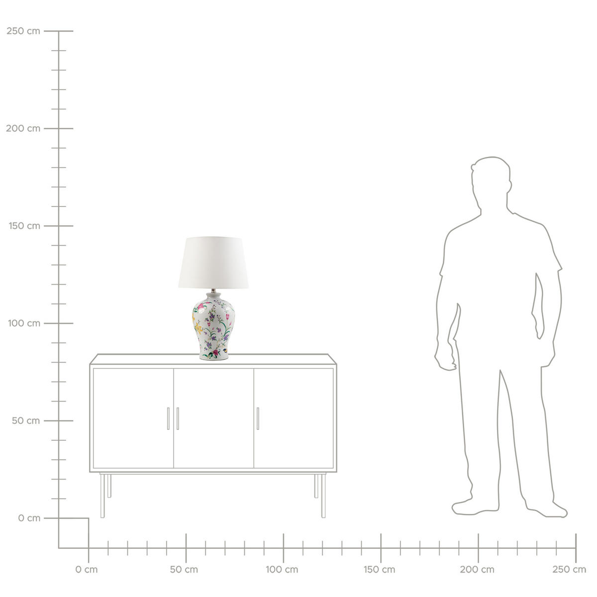 TISCHLAMPE Porzellan Weiß Febros - Pink/Gelb, Keramik (36/36/61cm) - Beliani
