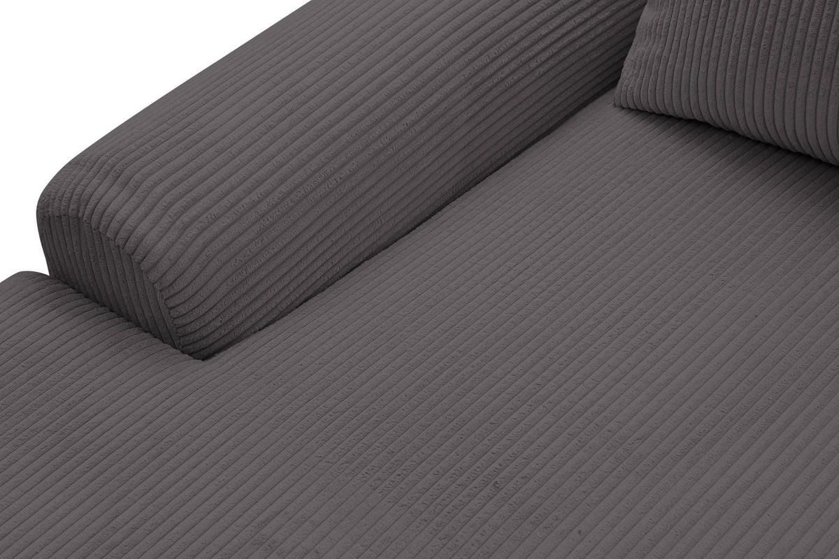 ECKSOFA Dream Cord in L-Form mit Schlaffunktion und Bettkasten, Farbe: Grau, Cordstoff, Ottomane Links - Grau, Textil (136/260cm) - VENASI MÖBEL
