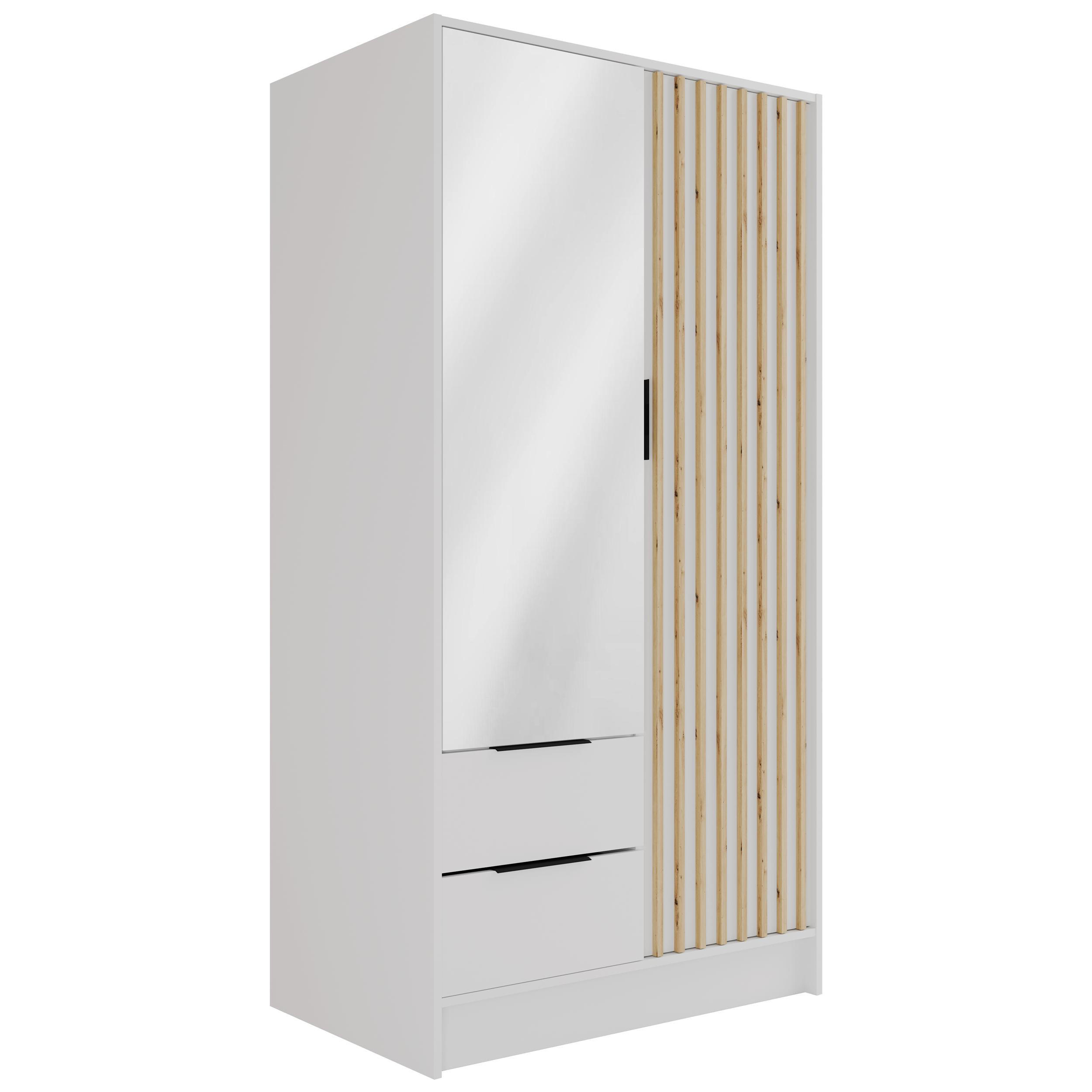 KLEIDERSCHRANK NELIA - 120 cm - Weiß/Eiche Artisan, Holzwerkstoff (102/200/51cm) - ALTDECOR