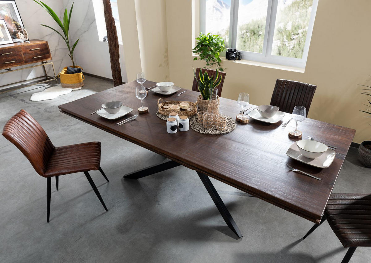 ESSTISCH Mango 210x107x76 braun lackiert STILMÖBEL #121 - Braun, Holz (210/107/76cm) - Massivmoebel24