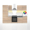 KÜCHENZEILE Optima Sonoma 270 cm ohne AP mit LED-Leisten - Weiß/Sonoma Eiche, Holzwerkstoff (270/81.6/46cm) - Vicco