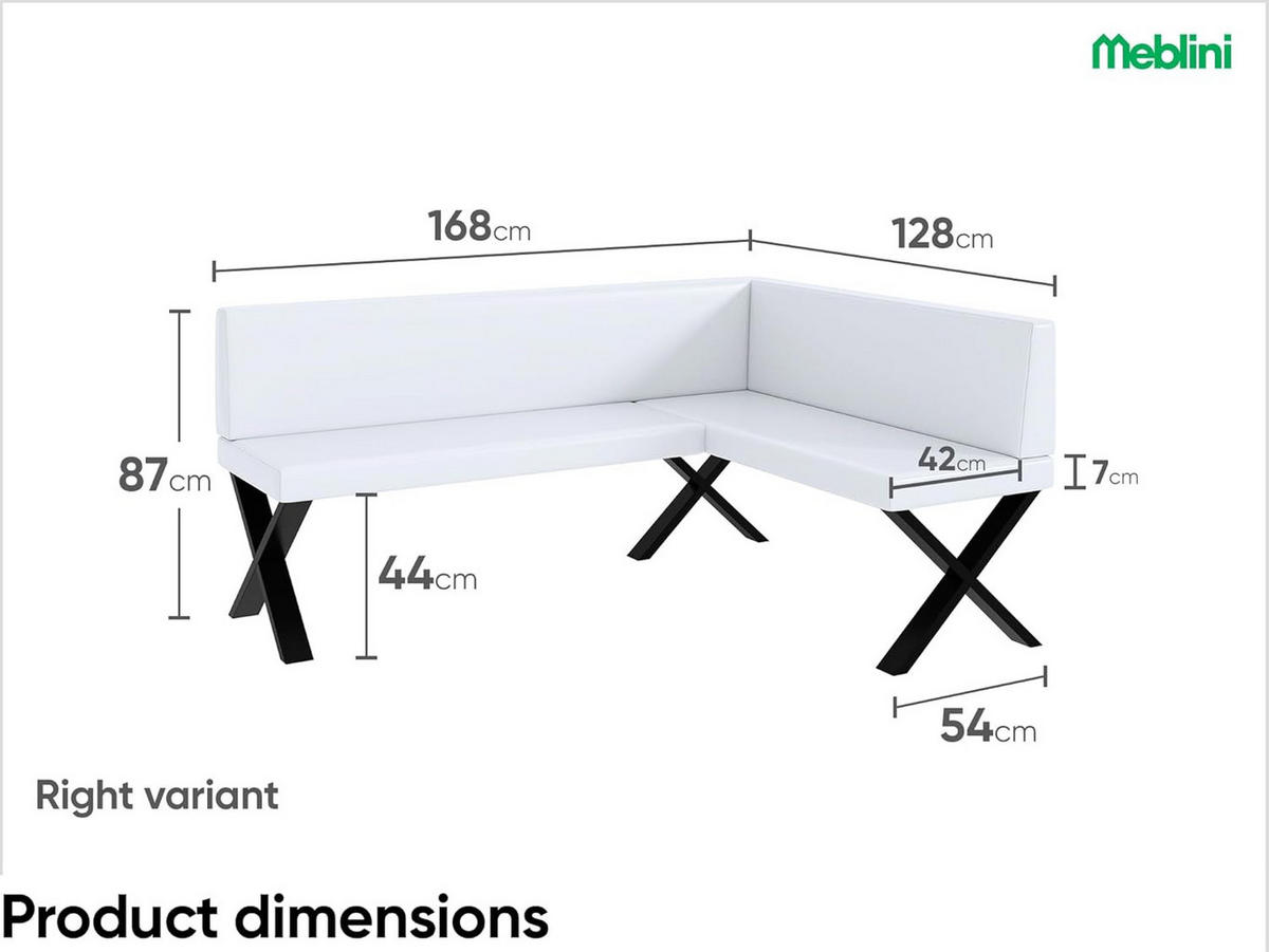 ECKBANK TONI_X - Weiß, Leder (128/168cm) - Meblini