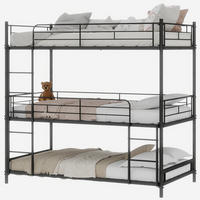 ETAGENBETT Dreifach mit Leitern Metall Schwarz - Schwarz, Holz (90/190cm) - Meubliv
