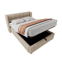 POLSTERBETT 140/200 cm in Beige mit Stauraum - Beige, Holzwerkstoff/Textil (140/200cm) - WISHDOR