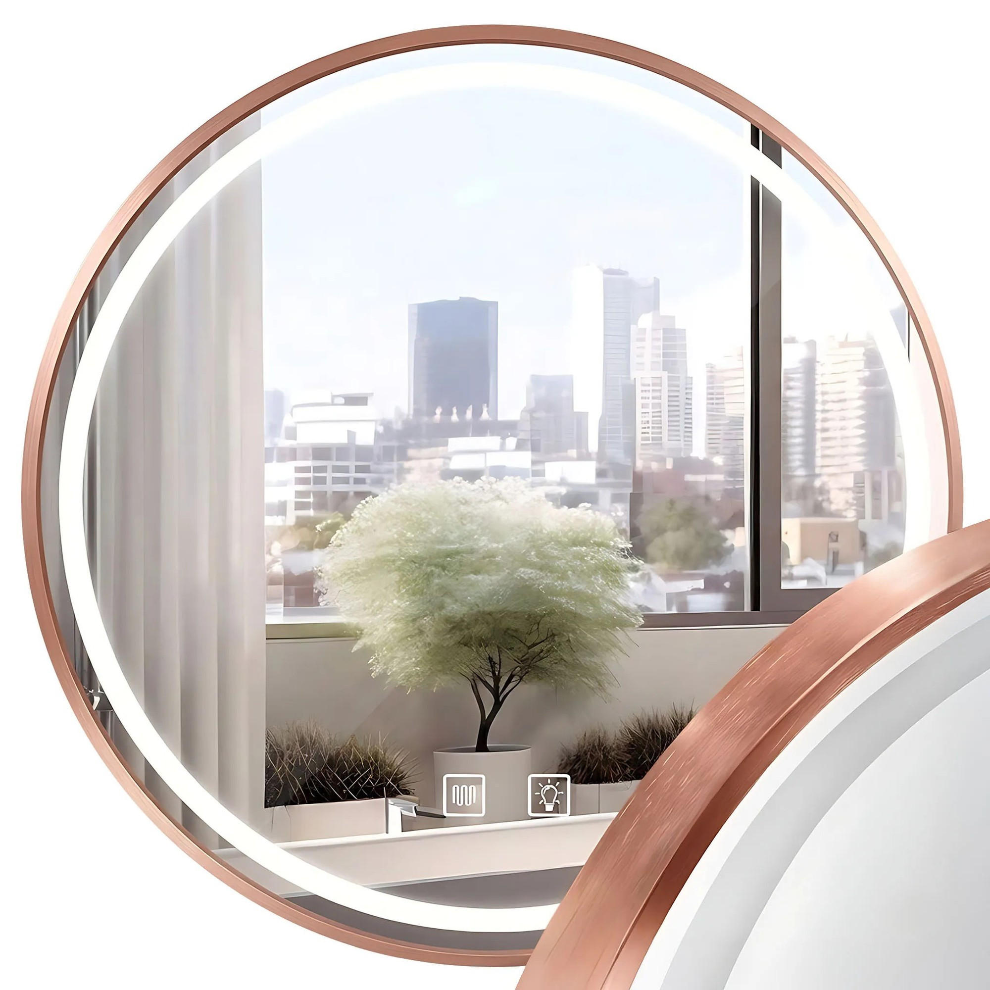 SPIEGEL Rea Led 70cm Mmj Brush Copper - Kupferfarben, Glas (70/70/2cm) - REA