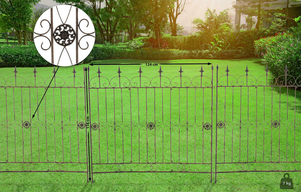 GARTENZAUN Metall bronze - Bronzefarben, Metall (124/116cm) - CLP