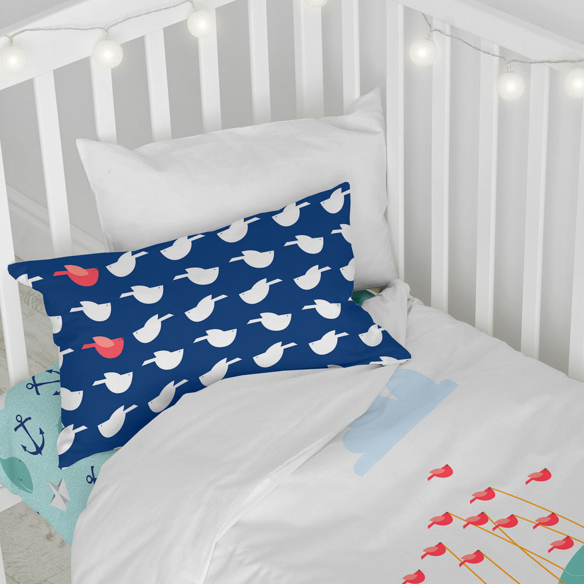 BETTBEZUG 2er-Set teiliges whale 115x145 cm (kinderbett) mehrfarbig - Multicolor, Textil (115/145cm) - Happy Friday