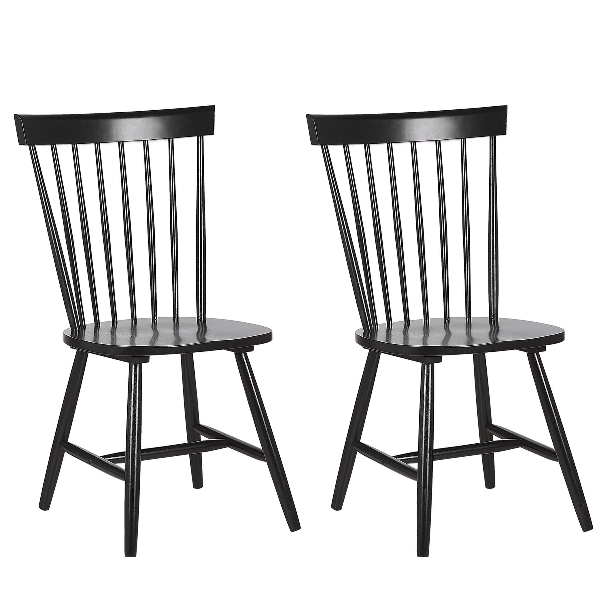 ESSZIMMERSTUHL 2er-Set Gummibaumholz Schwarz Burges - Schwarz, Holz (51/92/43cm) - Beliani