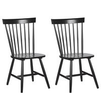 ESSZIMMERSTUHL 2er-Set Gummibaumholz Schwarz Burges - Schwarz, Holz (51/92/43cm) - Beliani
