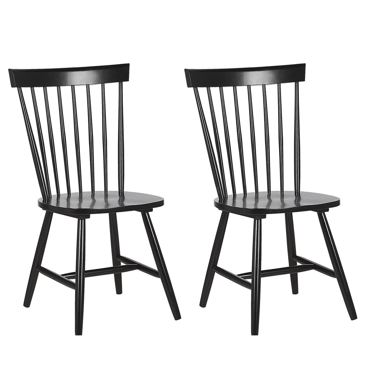 ESSZIMMERSTUHL 2er-Set Gummibaumholz Schwarz Burges - Schwarz, Holz (51/92/43cm) - Beliani