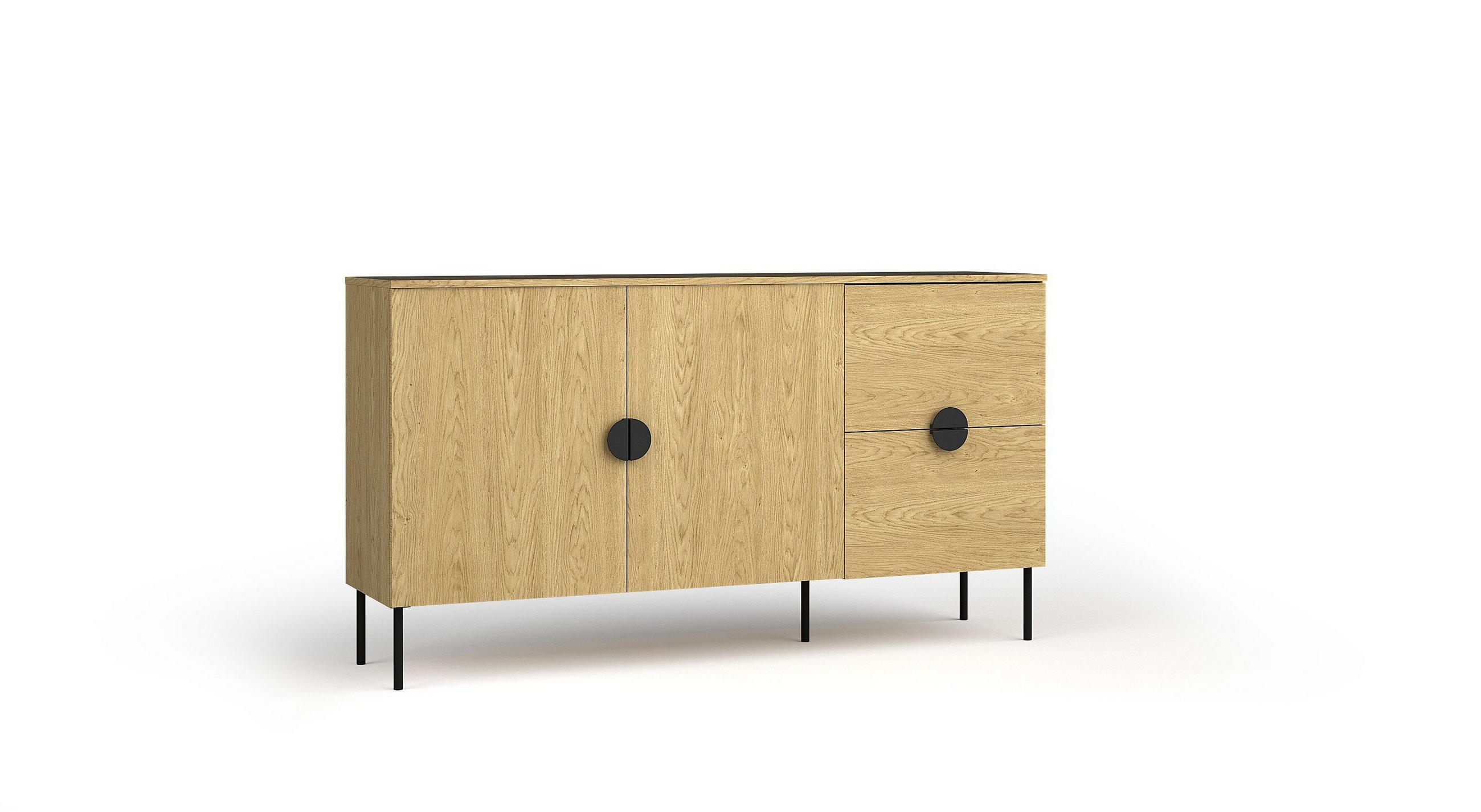 KOMMODE AXIS 159,9/87,6/40cm mit 2 Schubladen 2 Türen Eichefarben - Eichefarben, Holzwerkstoff (159.9/87.6/40cm) - MASSENO