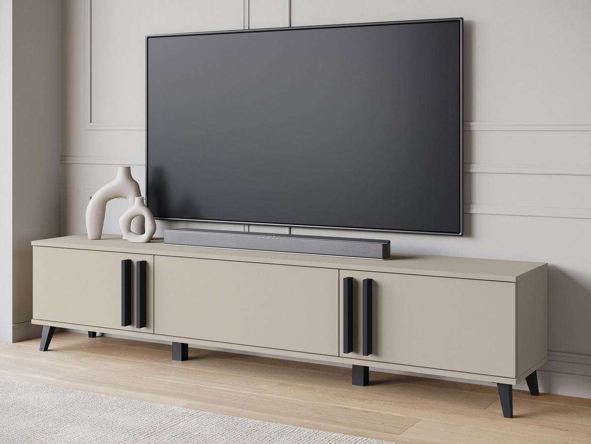 TV-LOWBOARD Helsinki 183 - Beige/Schwarz, Holzwerkstoff/Kunststoff (180/70/33cm) - MIRJAN24