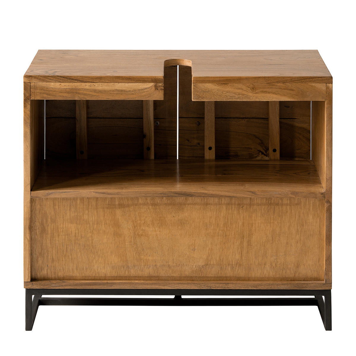 WASCHBECKENUNTERSCHRANK - Akazie massiv / Eisen - Akaziefarben, Holz/Metall (70/60/35cm) - home24