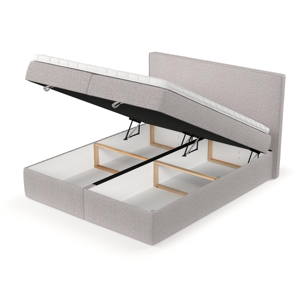 BOXBETT Velma 160/200 cm Beige im Riva Stoff - Beige/Schwarz, Holz/Holzwerkstoff (160/200cm) - AltaBeds