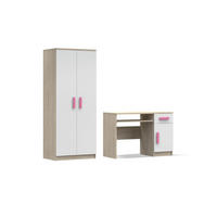 KINDERZIMMER-SET INGE IV 2-teilig in Weiß+Sonoma/Rosa - Weiß/Rosa, Holzwerkstoff (190/192/50cm) - Deine Möbel 24