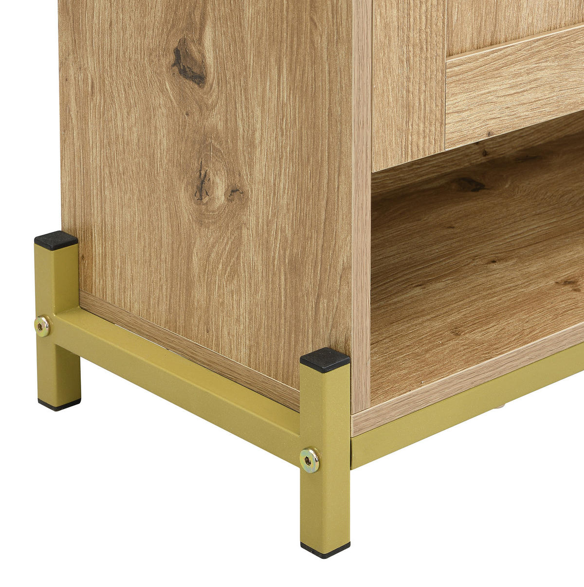 SCHUHSCHRANK 108,5/24/100 cm in Holzfarbe mit 4 Türen und Metallgestell - Naturfarben, Holzwerkstoff (108.5/100/24cm) - Flora Grace