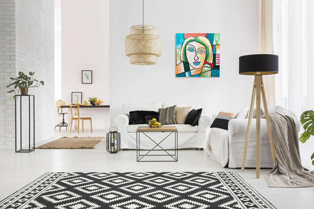 RUČNE MAĽOVANÝ AKRYLOVÝ OBRAZ 80/80 cm, viacfarebný, figurálny motív - viacfarebná, drevo/textil (80/80cm) - KUNSTLOFT