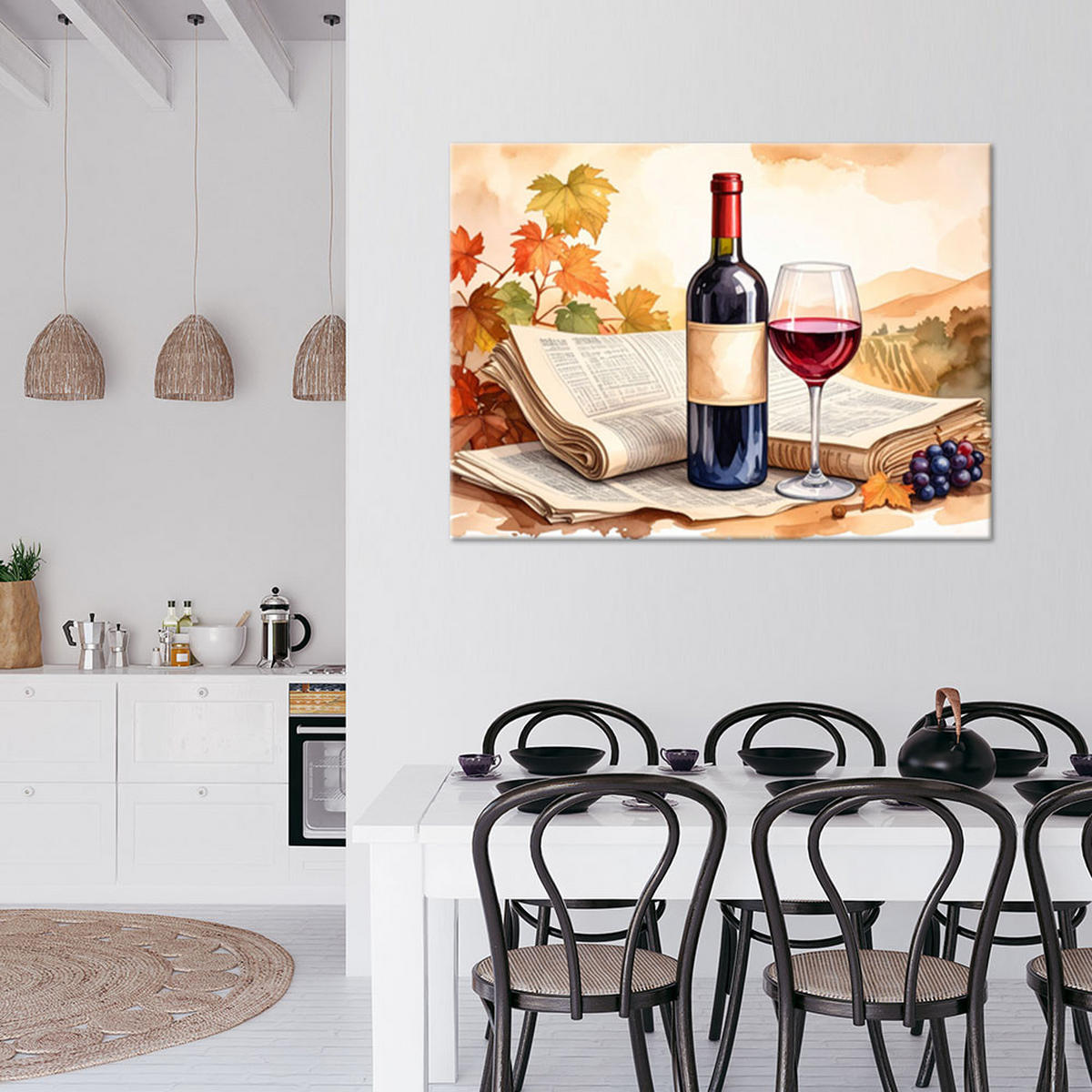 LEINWANDBILD Flasche Rotwein 120x80cm - Beige, Textil (120/80cm) - Feeby