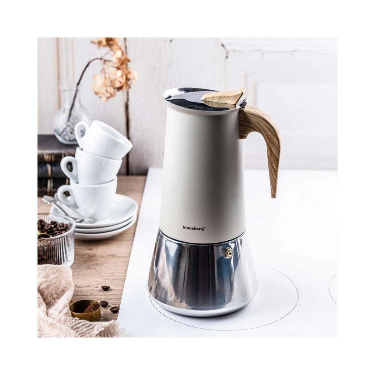 ESPRESSOKOCHER Beige 13.7/16/26 cm KB7997 - Beige, Metall (16/26/13.7cm) - Klausberg 