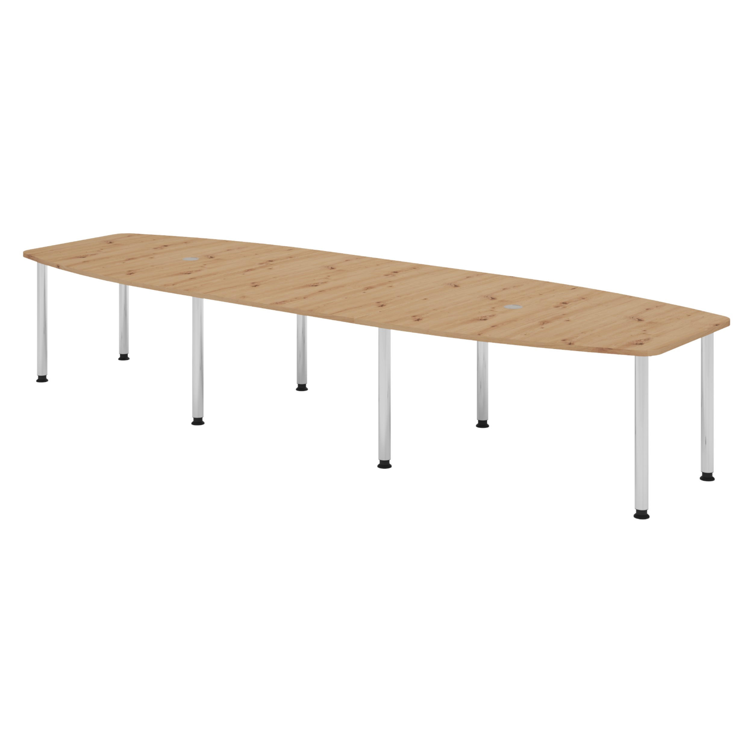 KONFERENZTISCH groß KT40 130/400/74 cm in Wildeiche/Chromfüße - Wildeiche/Chromfarben, Holzwerkstoff (130/400/74cm) - bümö