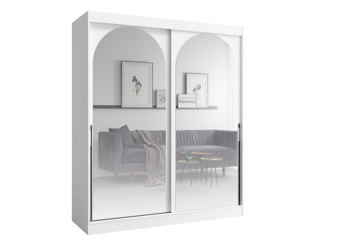 Deine Möbel 24 Schiebetürenschrank Weiß, Schwarz 180x215x65 cm