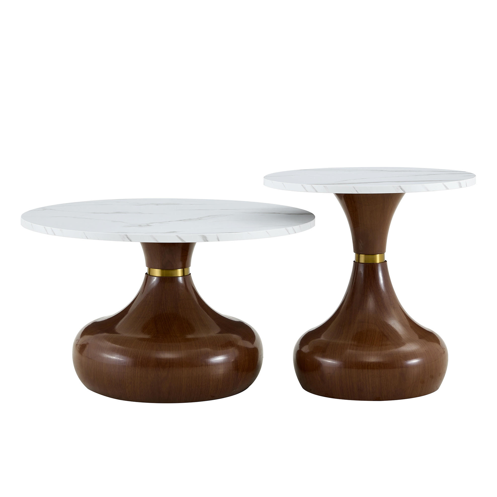 COUCHTISCH-SET DE-37437 2er-Set sanduhrförmig mit Marmoroptik Weiß - Weiß, Metall (50/50/51.5cm) - ComfortXL