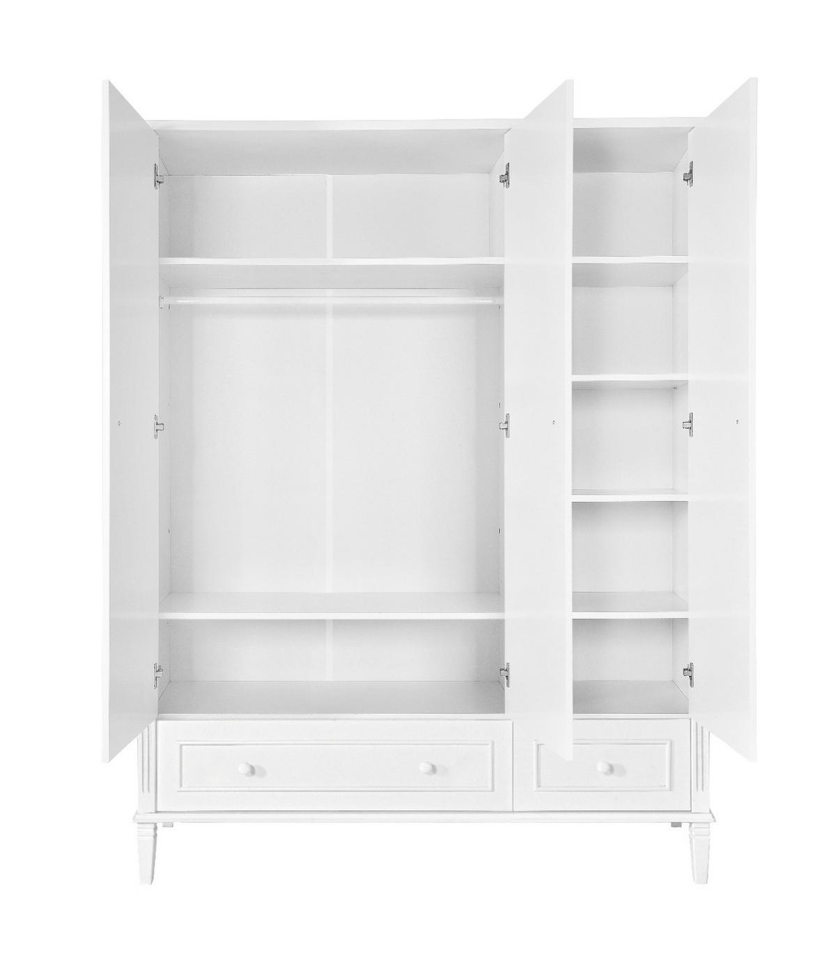 KINDERKLEIDERSCHRANK Bianka, 3-türig – ideal für das Kinderzimmer - Weiß, Holzwerkstoff (144/182.8/53cm) - RAUMHIRSCH FURNITURE