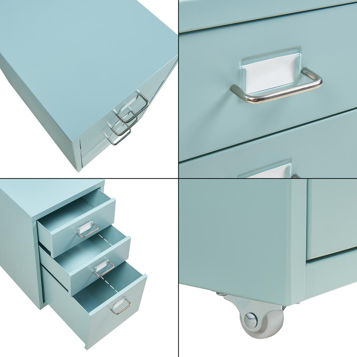 ROLLCONTAINER Kökar - Mintgrün, Metall (28/48/41cm) - [en.casa]