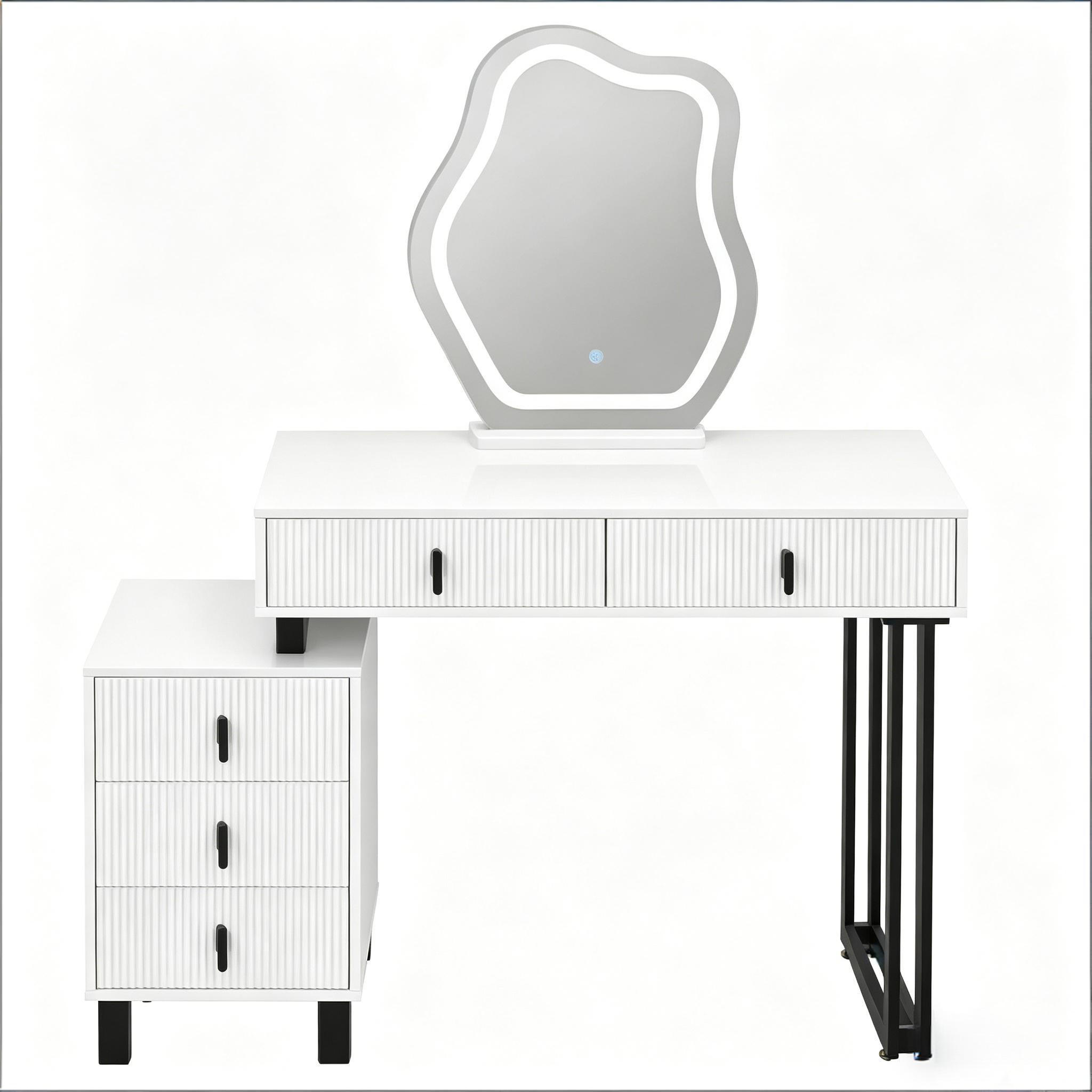 SCHMINKTISCH mit Spiegel, weiß, 90 x 38 x 130 cm - Weiß, Holzwerkstoff (38/130/90cm) - Vallsero