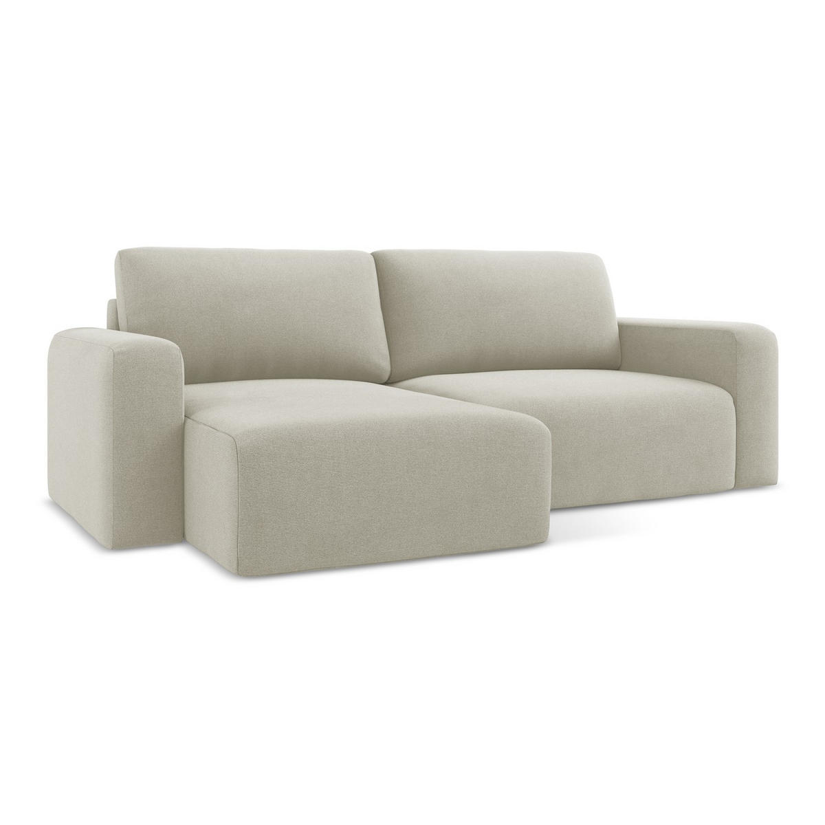 ECKSOFA mit Schlaffunktion links Strukturstoff Stoff Beige - Beige/Creme, Kunststoff/Textil (149/244cm) - LaMiaSofa