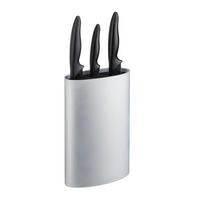 MESSERBLOCK oval - Silberfarben, Kunststoff (16.5/22/6.5cm) - Relaxdays