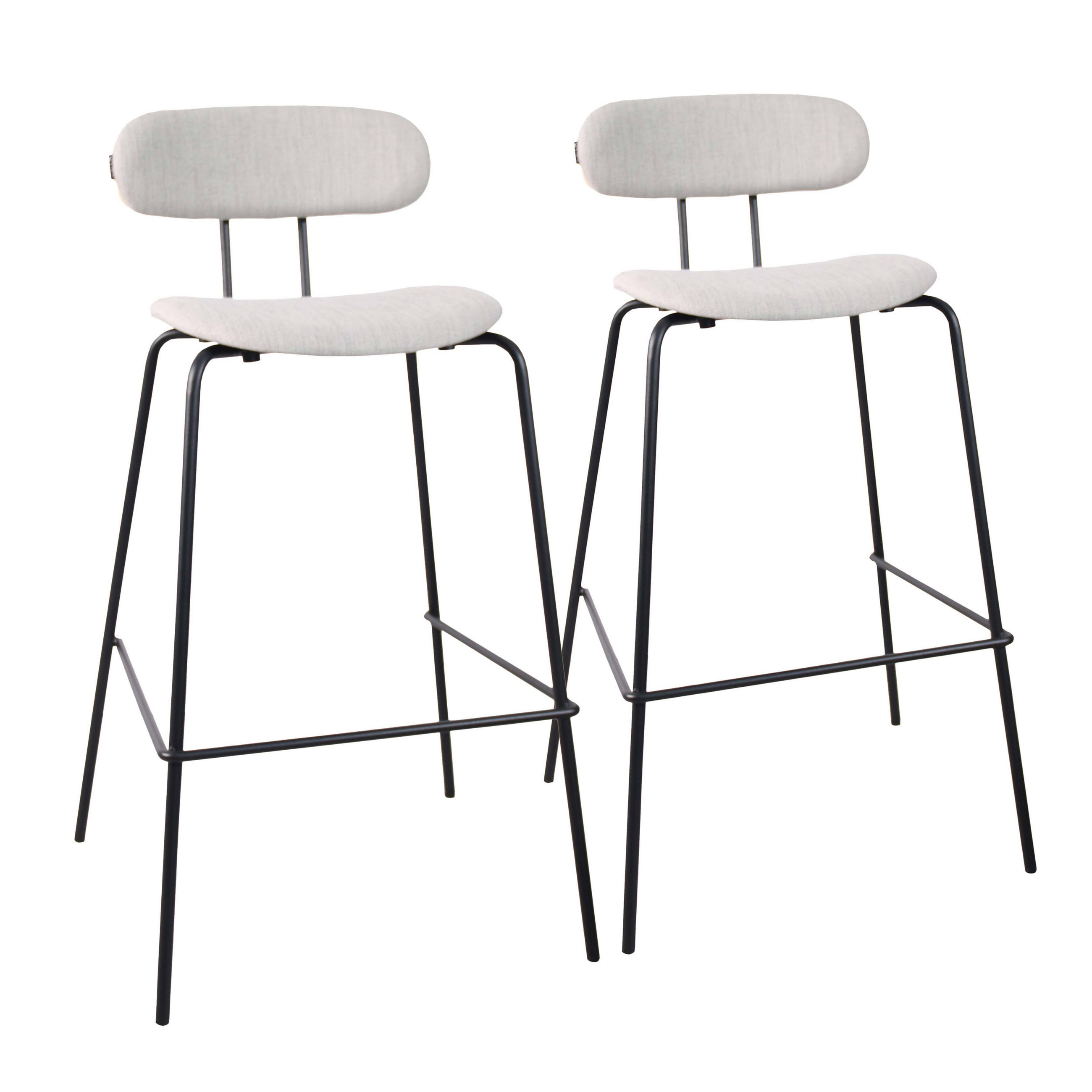 BARHOCKER 2-tlg., Grau - Grau, Holz (52/97/52cm) - Oviala