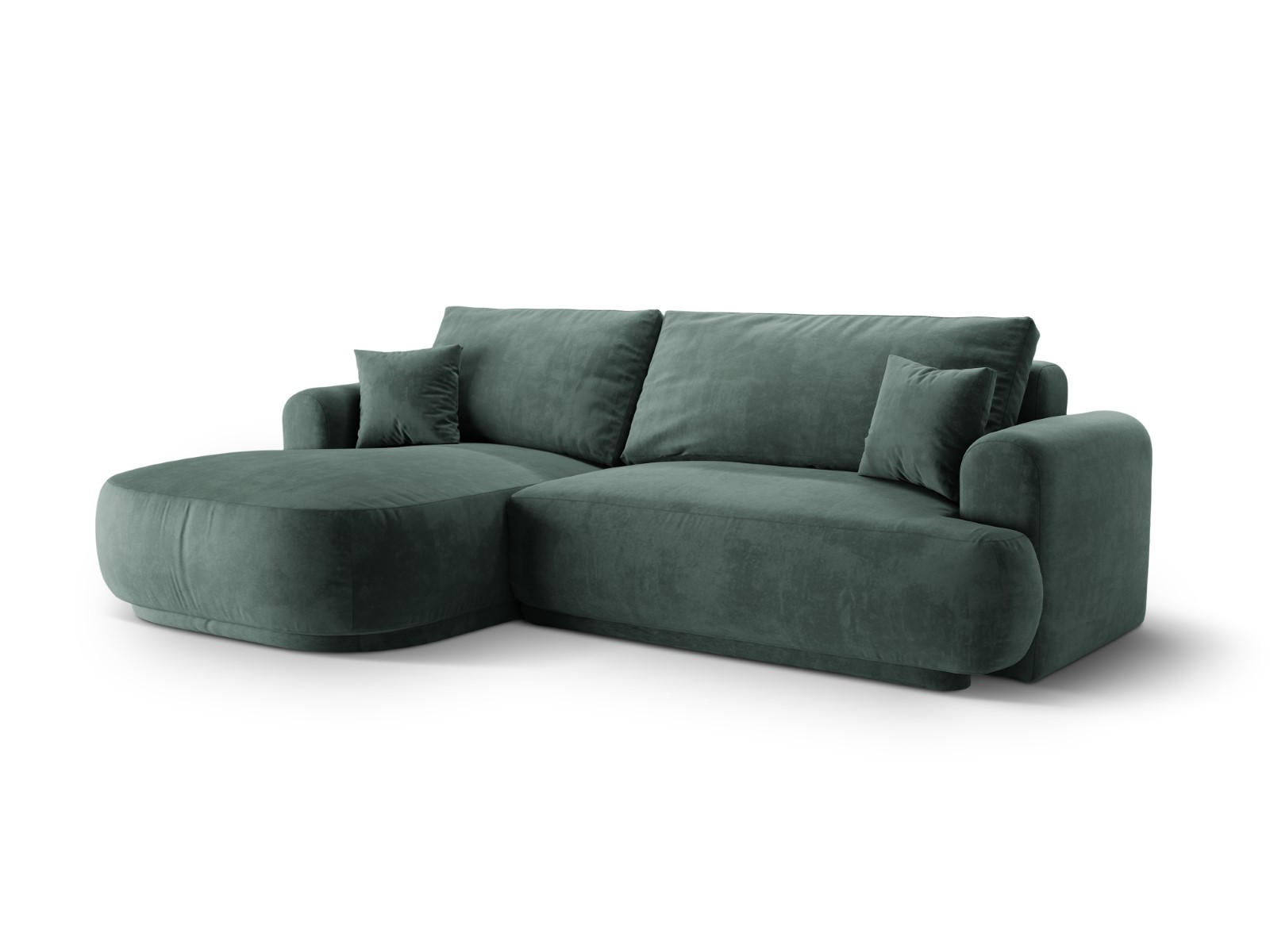SCHLAFSOFA modular mit Bettkasten links Ella aus Samt petrol 5 Sitzplätze - Petrol, Textil (174/271cm) - Micadoni