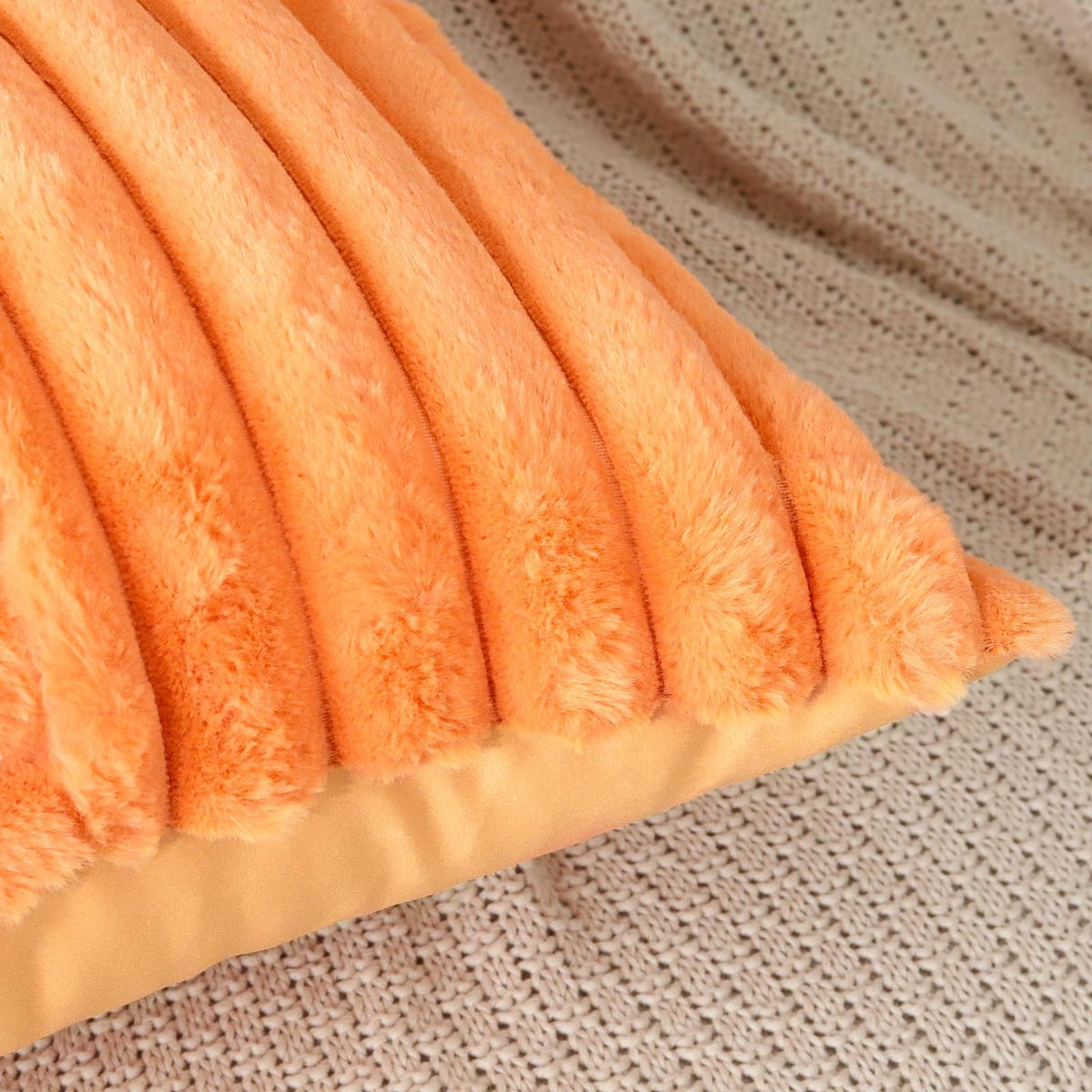 KISSENHÜLLE UNI Plüsch & Samt 45/45 cm - Orange, Textil (45/45cm) - Kaket