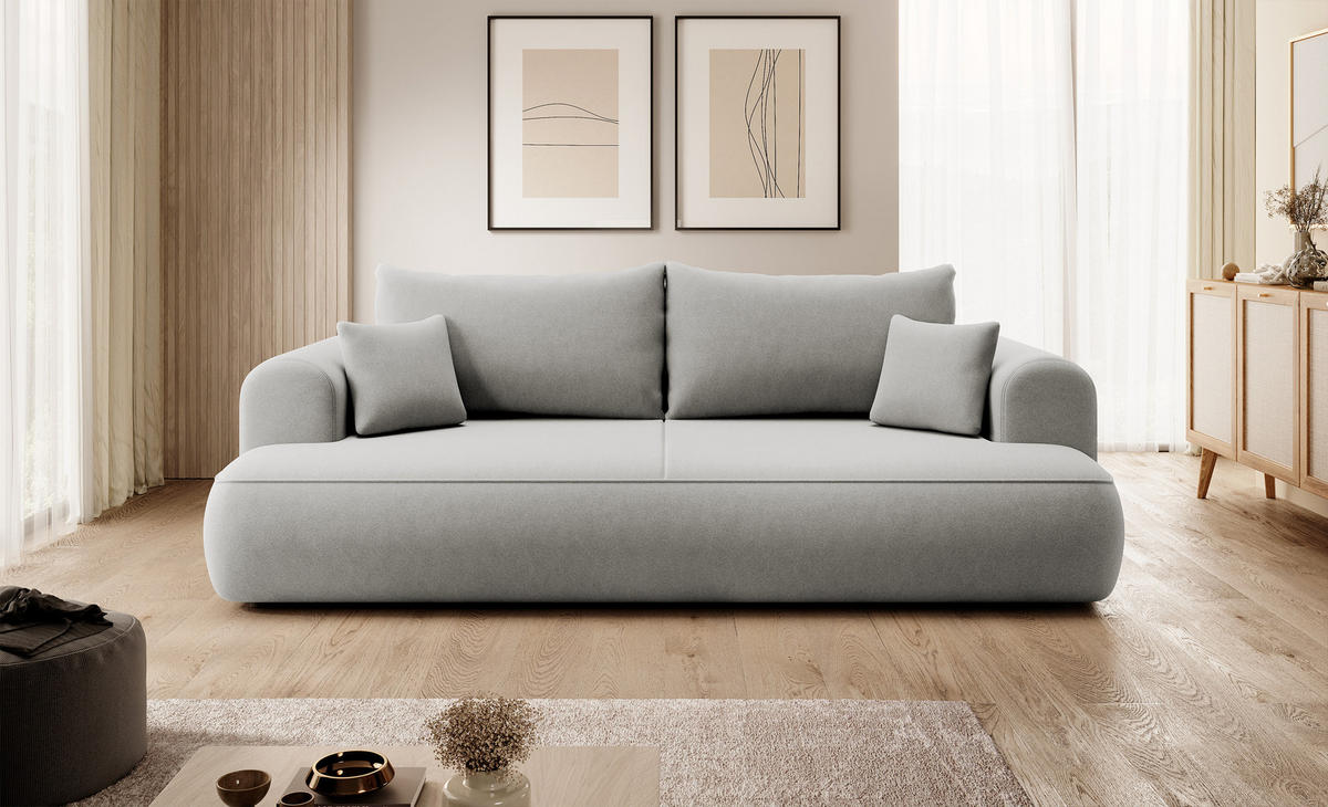 SCHLAFSOFA Ovo Grau Velours - Grau, Textil (250/102/110cm) - Selsey