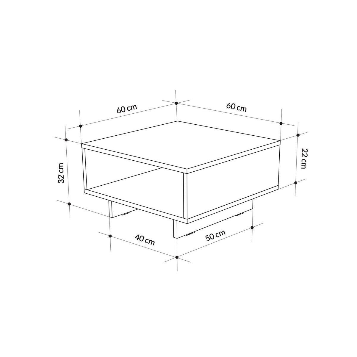 COUCHTISCH mit 1 Regal L60 cm - Hola - Anthrazit, Holzwerkstoff (60/60/32cm) - Calicosy