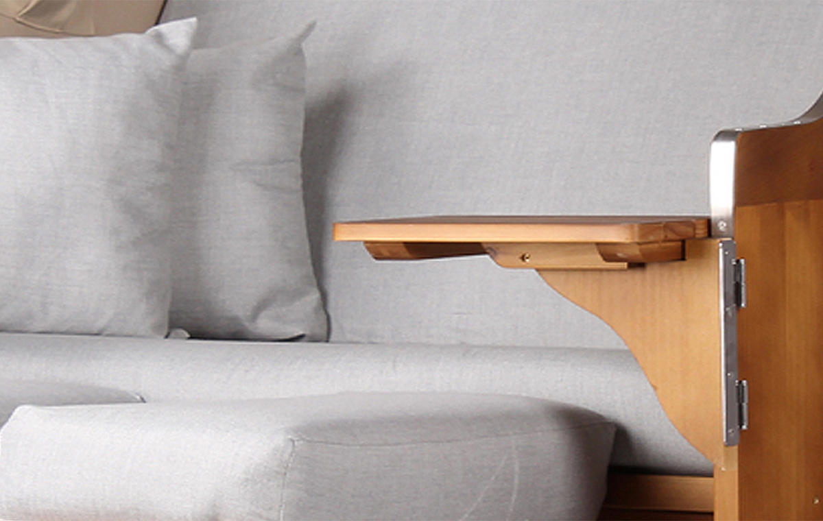 STRANDKORB Komplettset - Schleswig Pinie - PE mokka - Modell 563 - Hellgrau, Holz (120/160/80cm) - bene living