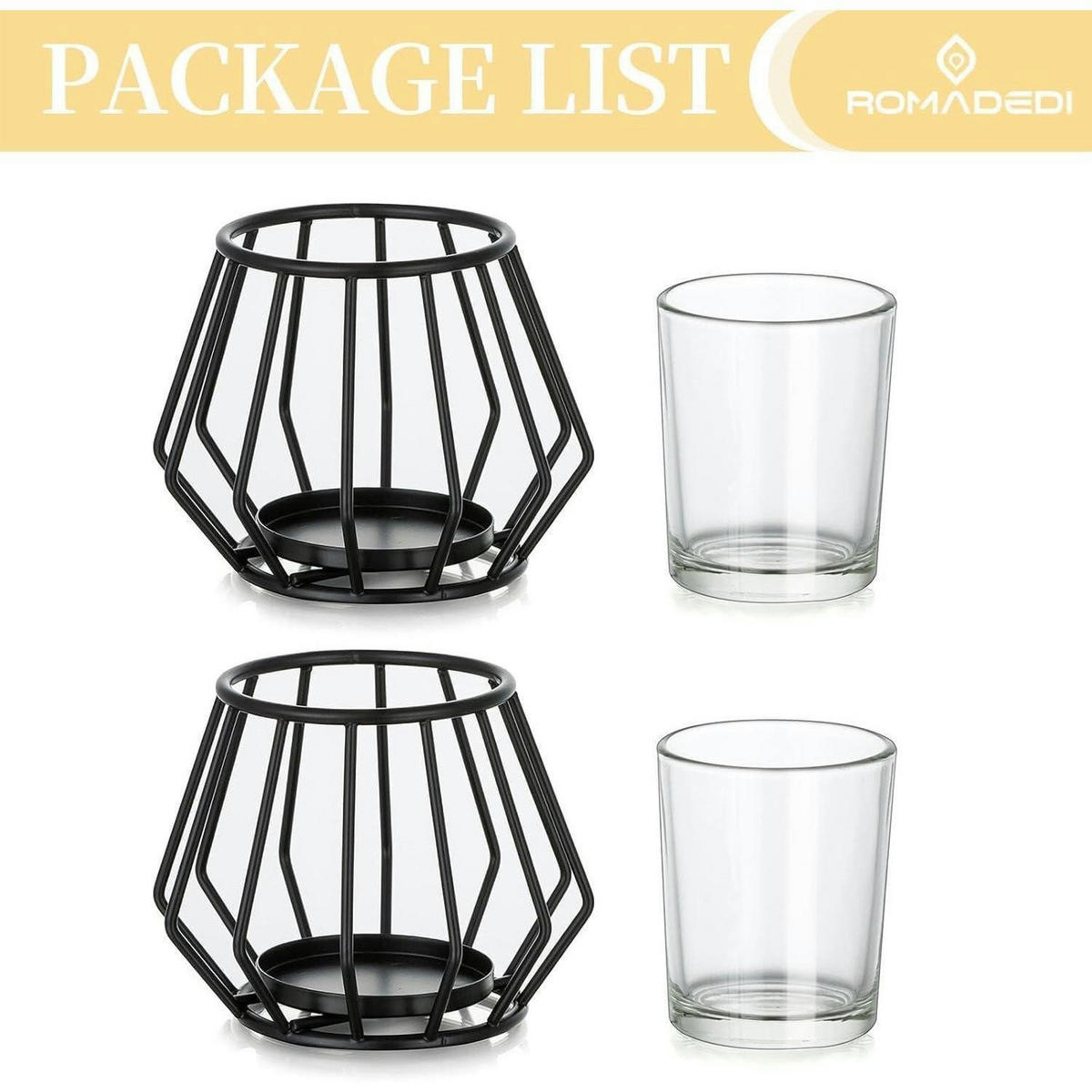 MODERNE Teelichthalter aus Metall im 2er Set, schwarz - Schwarz, Metall (9cm)