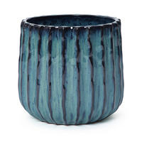 KERAMIK Blumentopf Blauer Durchmesser 21 cm, Höhe 21,5 cm - Blau, Keramik (21cm) - Hometopia