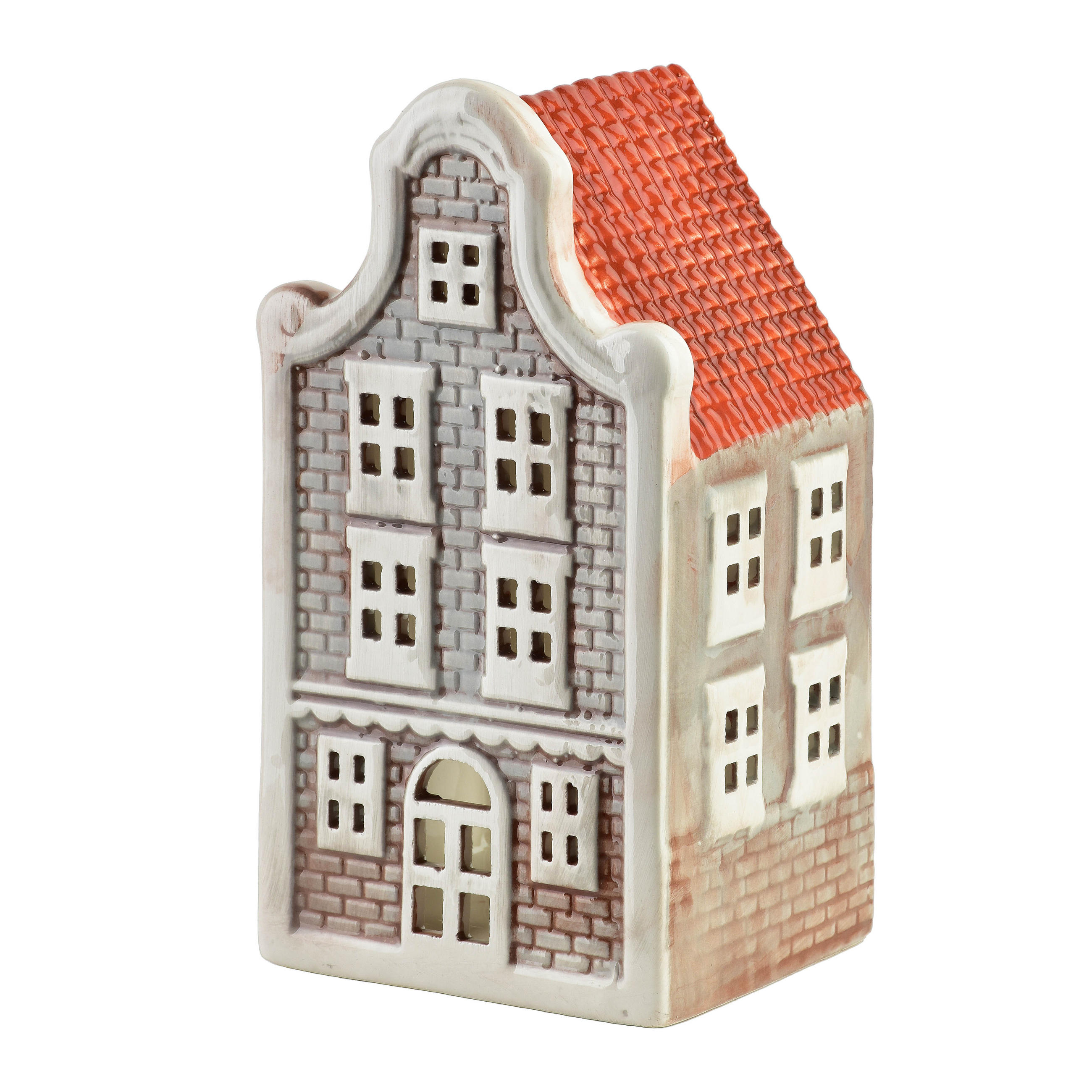 TEELICHTHALTER Hytte Grau 8,5x7,5x16,3 cm Keramik - Grau, Keramik (8.5/16.3cm) - Mondex