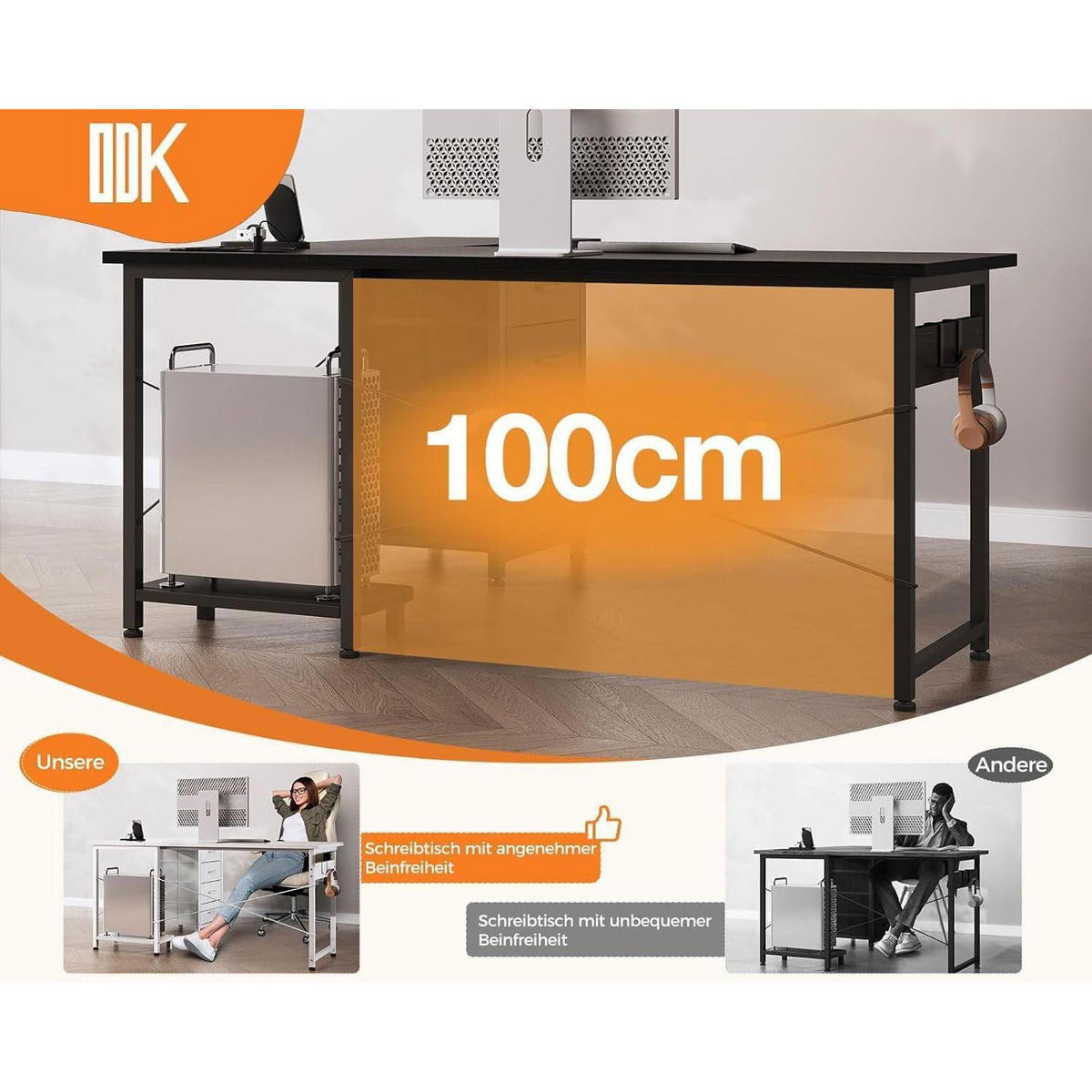 ECKSCHREIBTISCH mit Steckdose und USB 135 x 100 cm Schwarz - Schwarz, Holzwerkstoff (100/135/75.7cm)