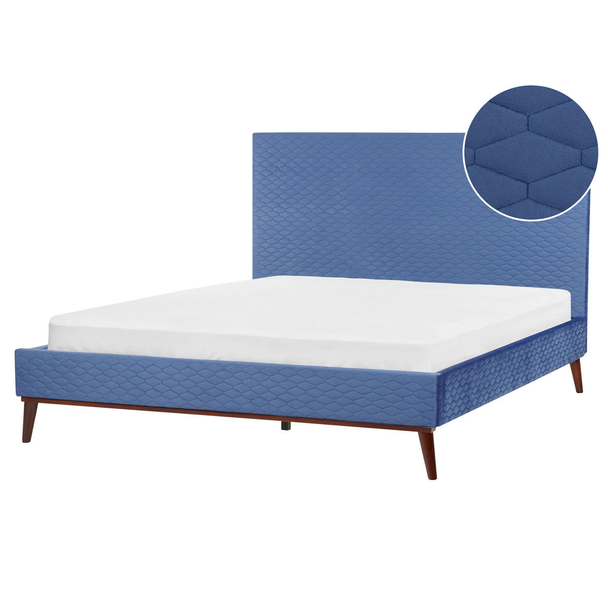 POLSTERBETT mit Lattenrost 180x200 cm Blau Bayonne - Blau, Textil (180/200cm) - Beliani