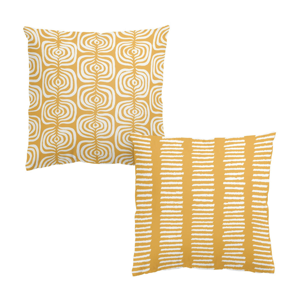 DEKOKISSEN 2er-Set Ethnomuster Duo I 50/50 cm - Gelb, Textil (50/50cm) - Bilderwelten