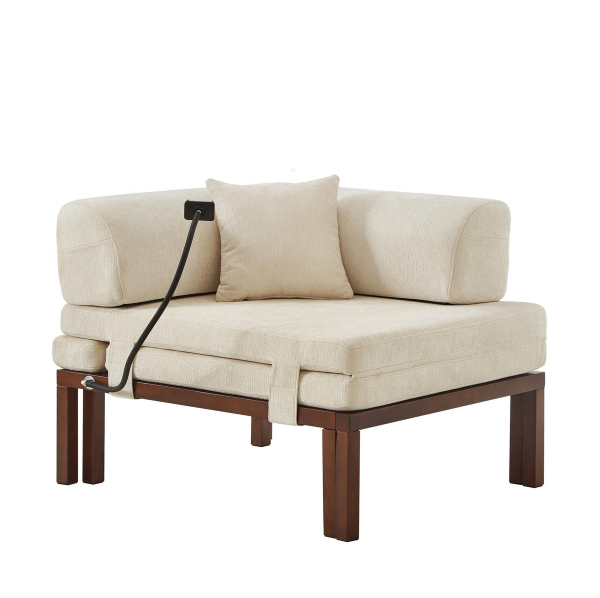 SCHLAFSOFA mit ausziehbarer Einzelliege und klappbarer Funktion, platzsparendes Design, Beige - Beige, Textil (176/64/81cm) - Redom