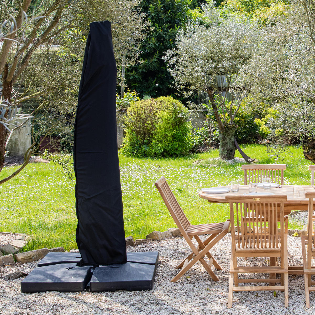HÜLLE Schwarz 218cm - Schwarz, Textil (55/55/218cm) - Happy Garden