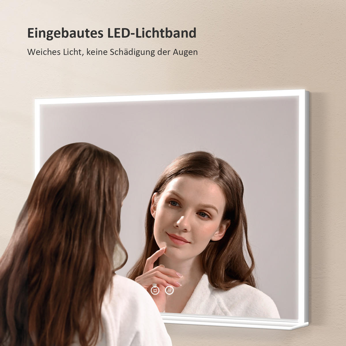 BADSPIEGEL mit Beleuchtung mit Ablage 80/60 cm - Weiß, Glas (60/3/80cm) - EMKE